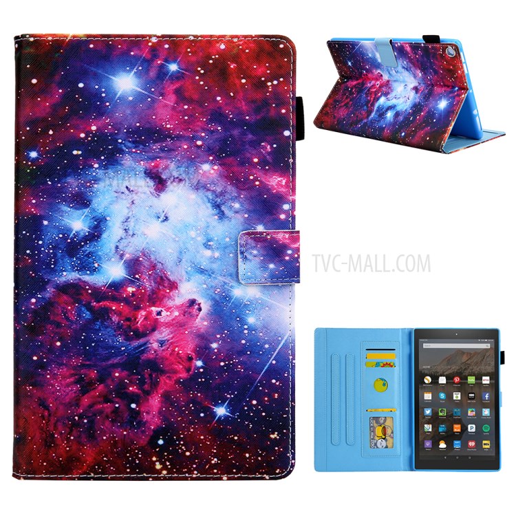 Pattern Printing Card Slots Flip Leather Tablet Case for Amazon Fire HD 10 (2017)/(2019) - Nebula-1