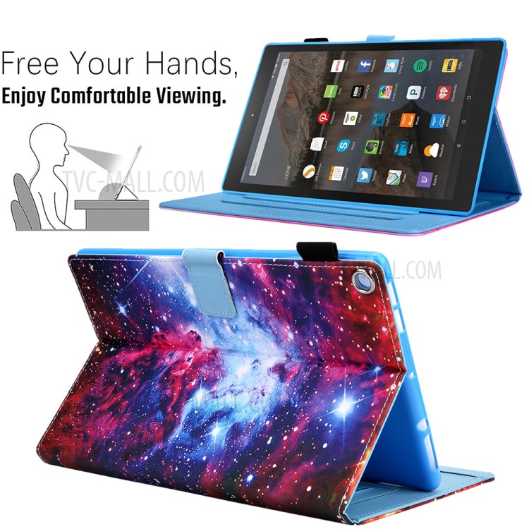 Pattern Printing Card Slots Flip Leather Tablet Case for Amazon Fire HD 10 (2017)/(2019) - Nebula-4