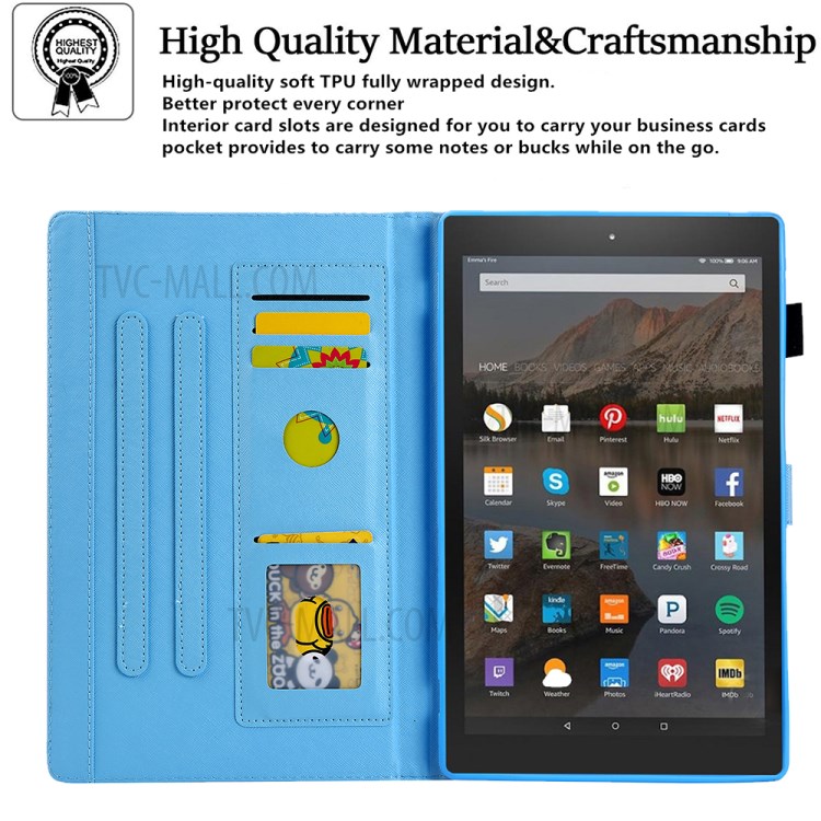 Pattern Printing Card Slots Flip Leather Tablet Case for Amazon Fire HD 10 (2017)/(2019) - Nebula-5