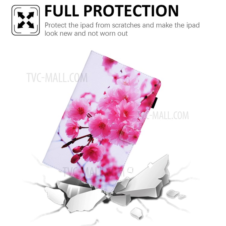 Pattern Printing Card Slots Flip Leather Tablet Case for Amazon Fire HD 10 (2017)/(2019) - Red Flowers-2