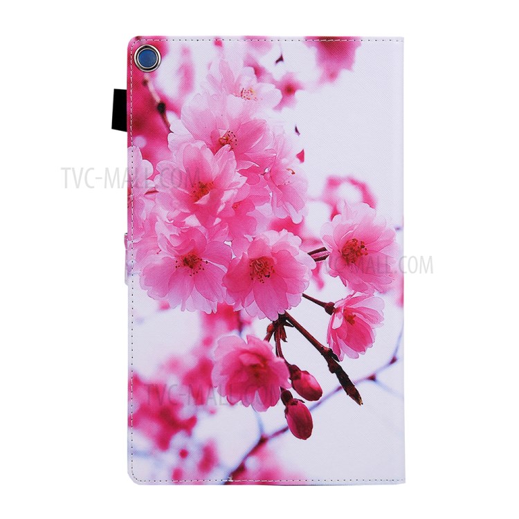 Pattern Printing Card Slots Flip Leather Tablet Case for Amazon Fire HD 10 (2017)/(2019) - Red Flowers-6