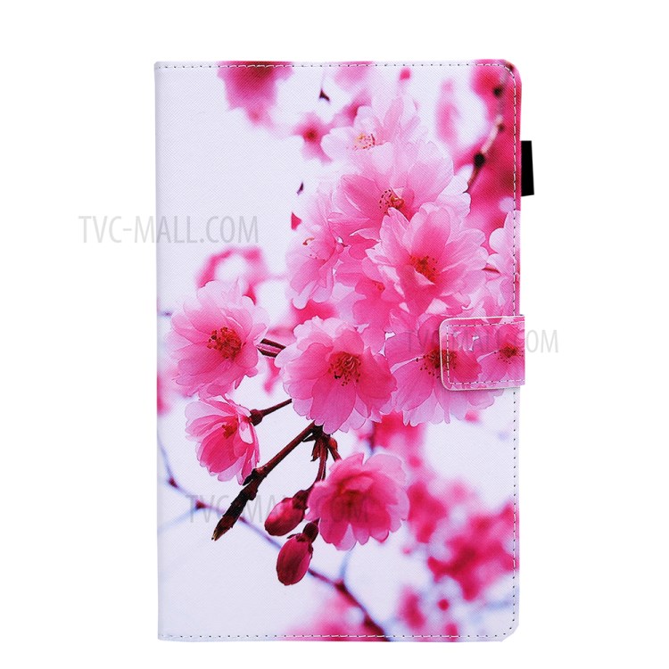 Pattern Printing Card Slots Flip Leather Tablet Case for Amazon Fire HD 10 (2017)/(2019) - Red Flowers-8