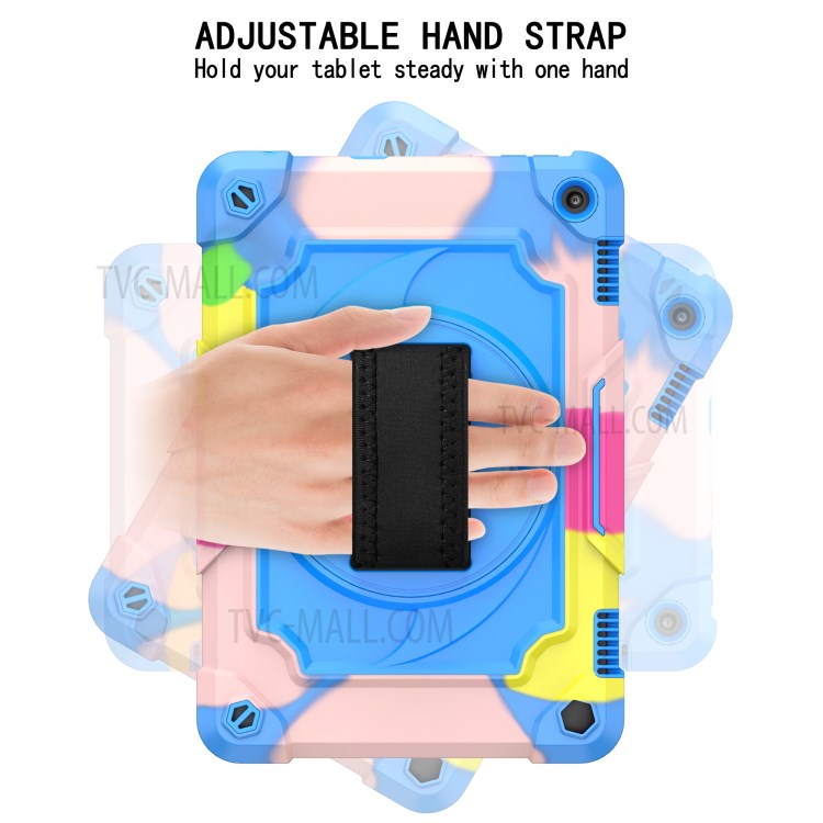 Drop-proof PC and Silicone Tablet Case with 360° Swivel Strap for Amazon Fire HD 8 (2020)/8 Plus (2020) - Mix Blue-3