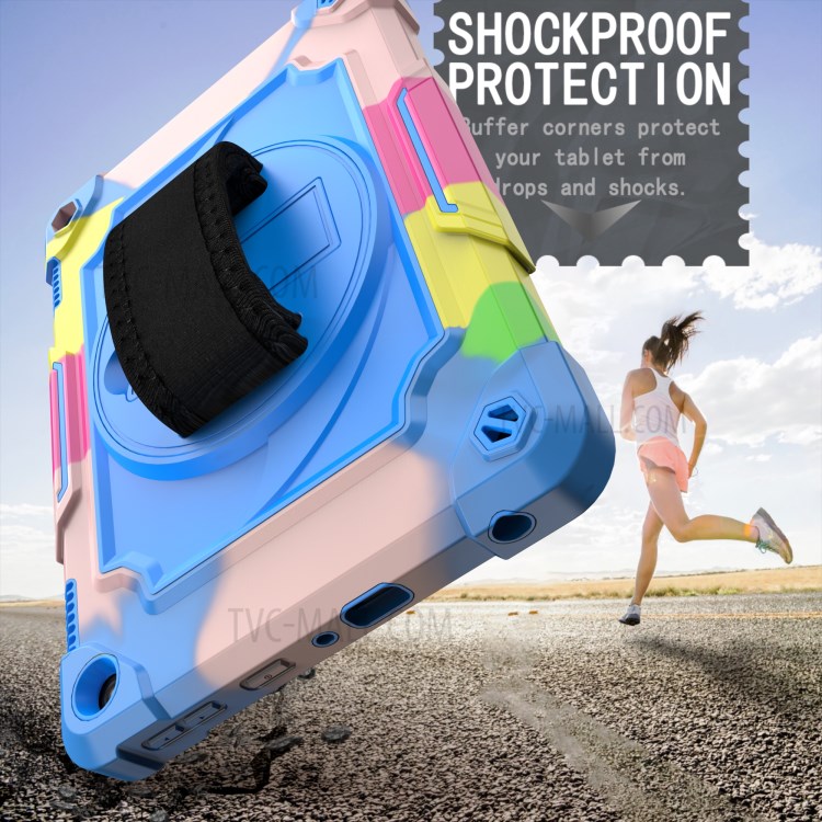 Drop-proof PC and Silicone Tablet Case with 360° Swivel Strap for Amazon Fire HD 8 (2020)/8 Plus (2020) - Mix Blue-4