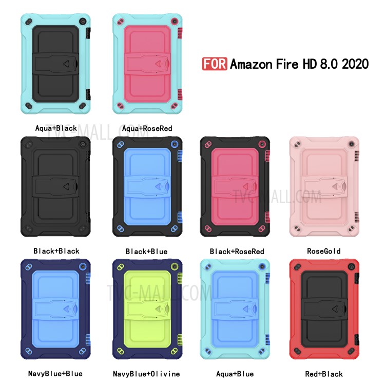Full Protection PC + Silicone Tablet Case Cover with Kickstand for Amazon Fire HD 8 (2020) - Black-4