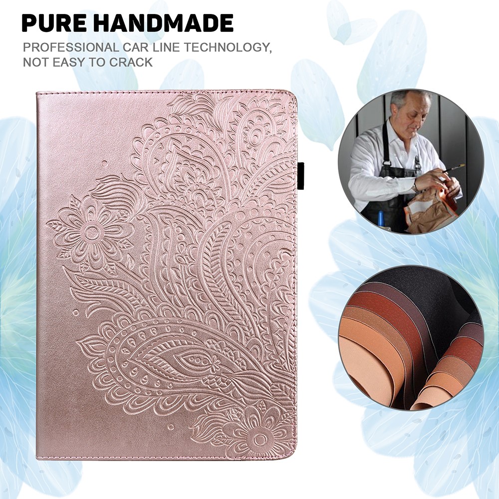 Imprinted Peacock Flower Pattern Shockproof Leather Tablet Protective Case Shell with Card Slot for Amazon Fire HD 10 (2021)/HD 10 Plus (2021) - Gold-3