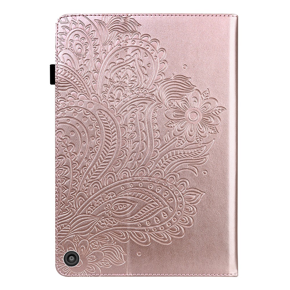 Imprinted Peacock Flower Pattern Shockproof Leather Tablet Protective Case Shell with Card Slot for Amazon Fire HD 10 (2021)/HD 10 Plus (2021) - Gold-9