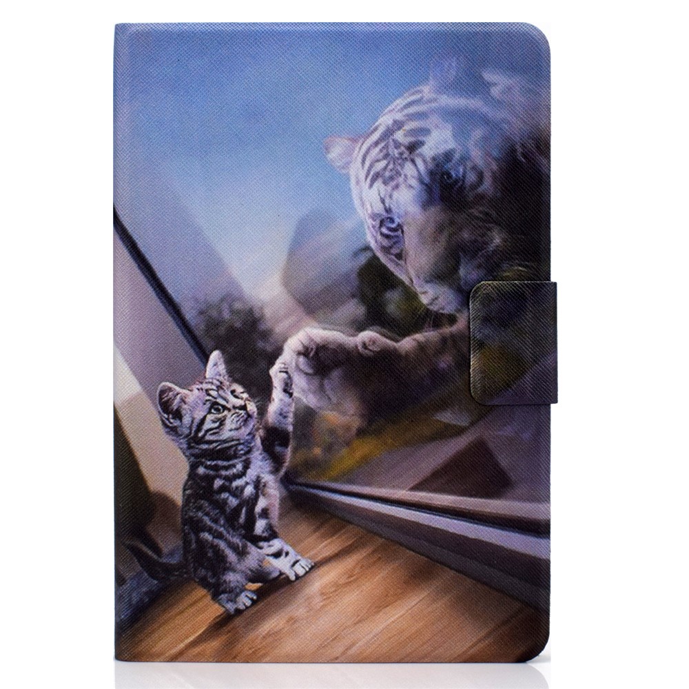 Pattern Printing Leather Smart Wake/Sleep Tablet Stand Case Cover for Amazon Fire HD 10 (2021) - Two Tiger-4