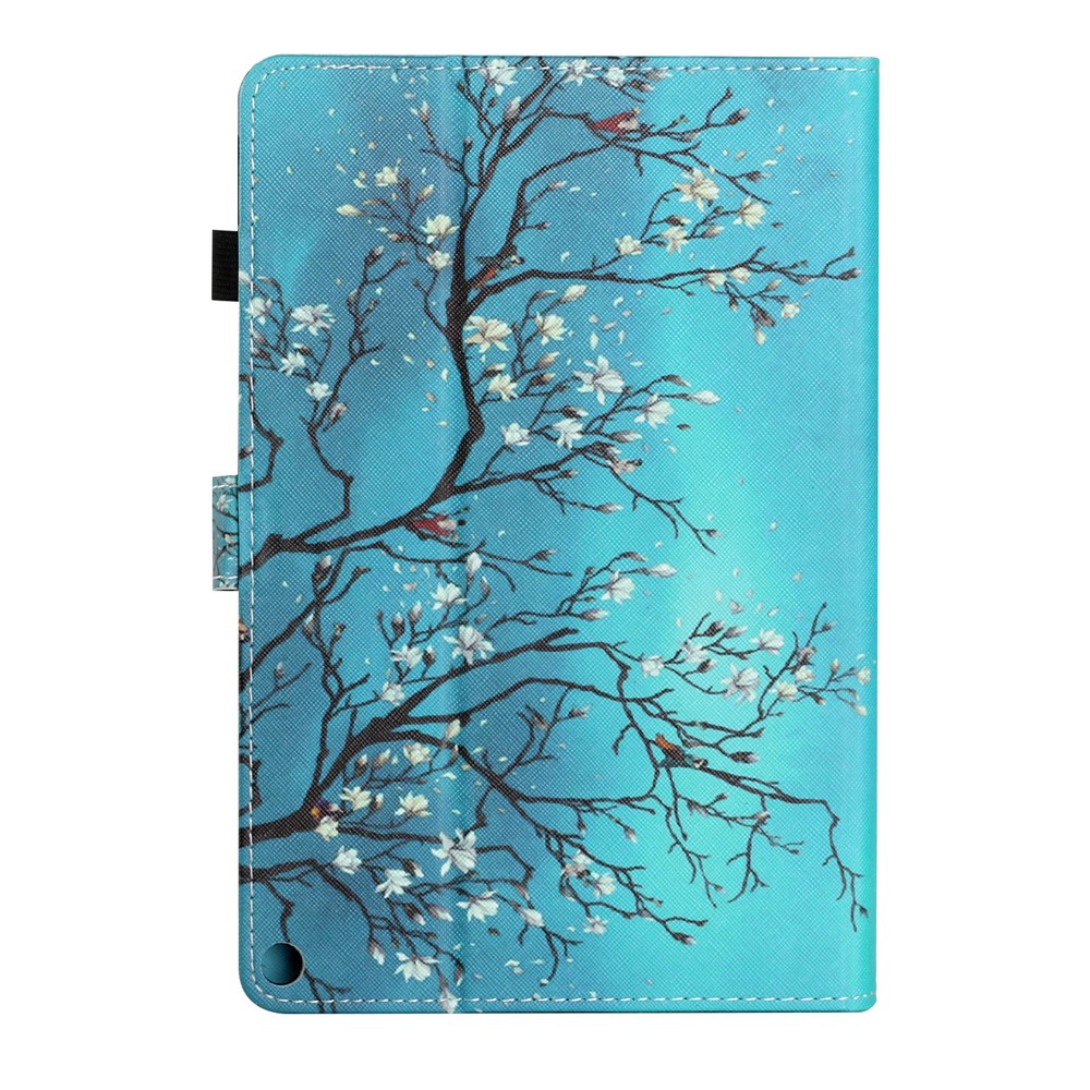 Ultra Slim Pattern Printing PU Leather Folding Stand Back Cover with Pen Holder & Card Holder for Amazon Fire HD 10 (2021) / 10 Plus (2021) - Flower Tree-3