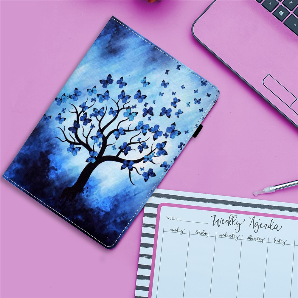 Ultra Slim Pattern Printing Elastic Band PU Leather Stand Cover with Card Holder for Amazon Fire HD 10 (2021) / (2019) - Butterfly Tree-13