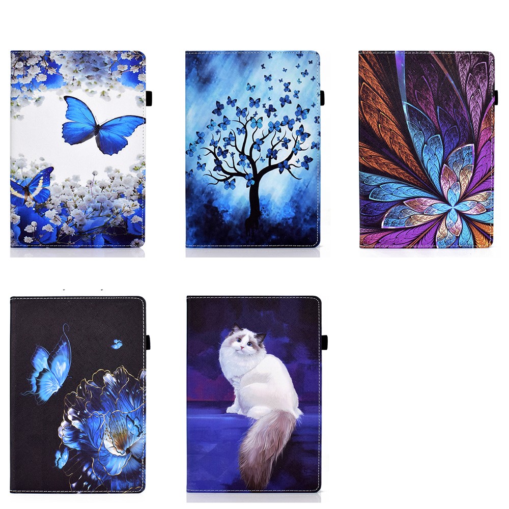 Ultra Slim Pattern Printing Elastic Band PU Leather Stand Cover with Card Holder for Amazon Fire HD 10 (2021) / (2019) - Butterfly Tree-14