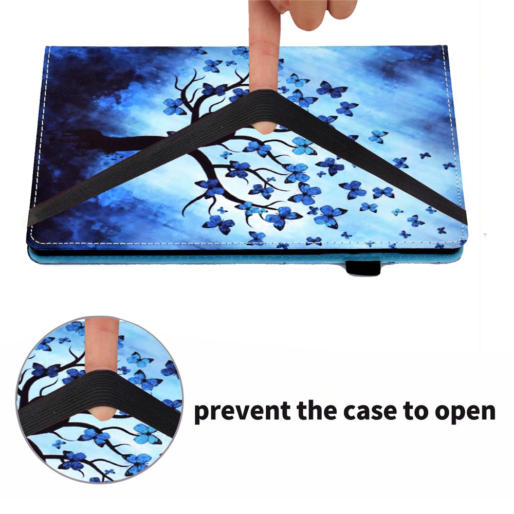 Ultra Slim Pattern Printing Elastic Band PU Leather Stand Cover with Card Holder for Amazon Fire HD 10 (2021) / (2019) - Butterfly Tree-2