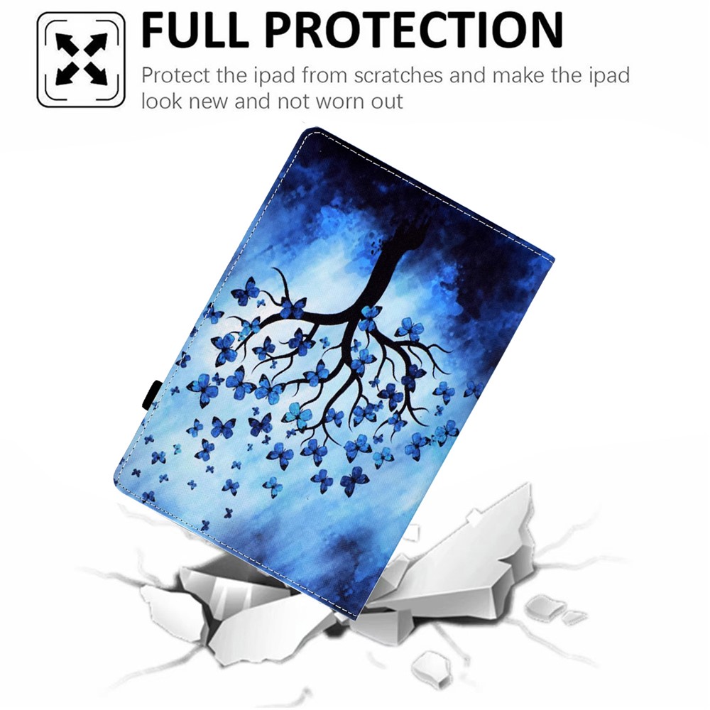 Ultra Slim Pattern Printing Elastic Band PU Leather Stand Cover with Card Holder for Amazon Fire HD 10 (2021) / (2019) - Butterfly Tree-3