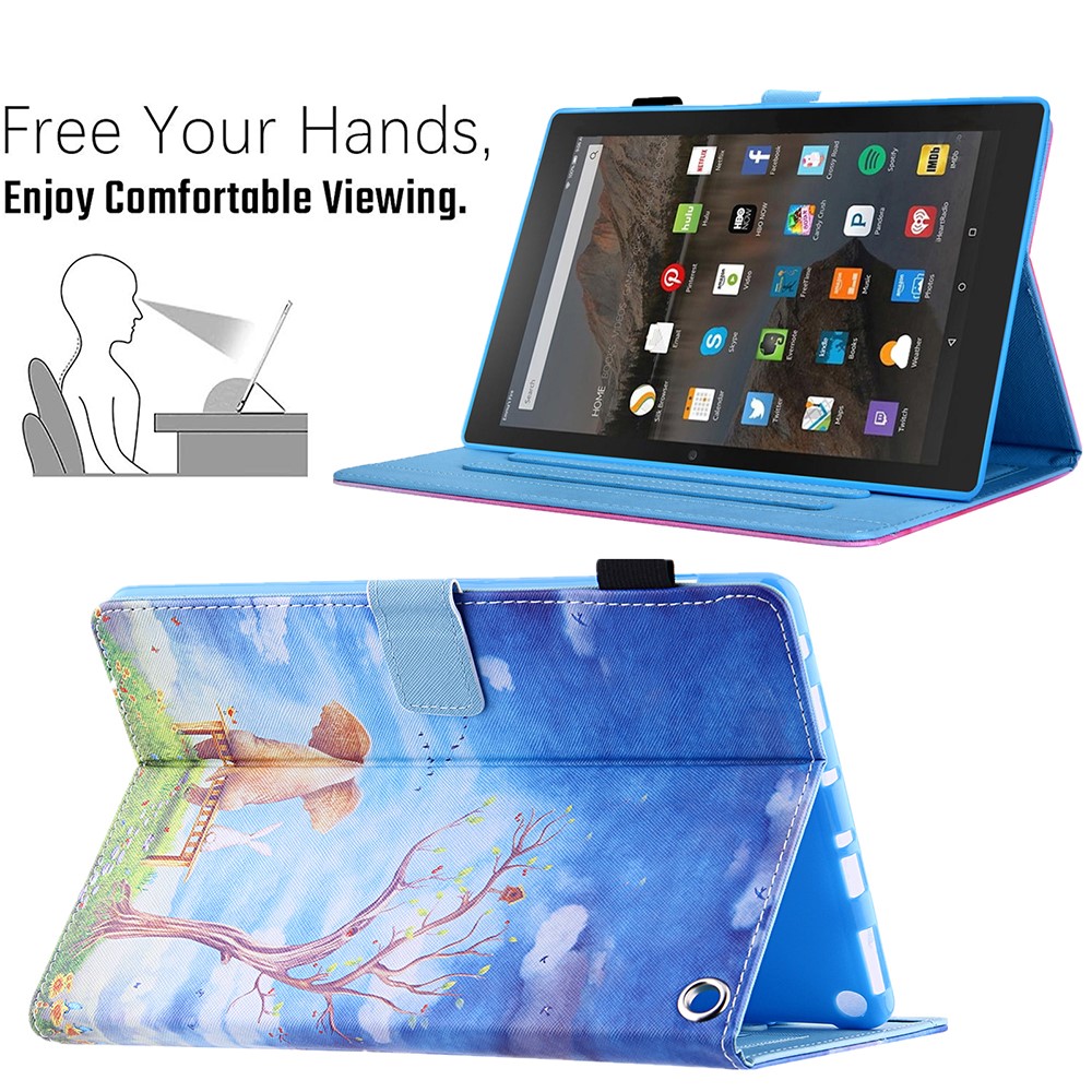 Pattern Printing Leather Tablet Stand Case with Auto Wake/Sleep Function for Amazon Fire HD 10 (2021) / Fire HD 10 Plus (2021) - Elephant-3