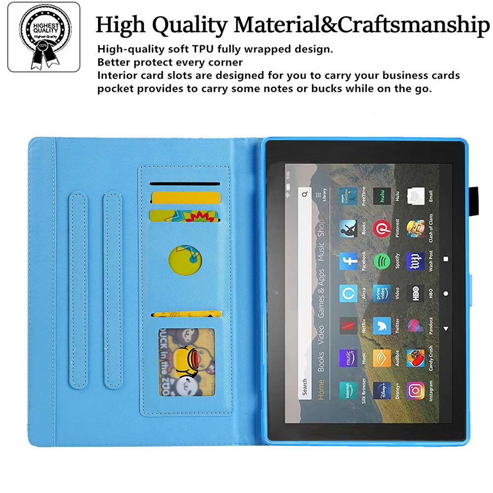 Pattern Printing Leather Tablet Stand Case with Auto Wake/Sleep Function for Amazon Fire HD 10 (2021) / Fire HD 10 Plus (2021) - Elephant-5