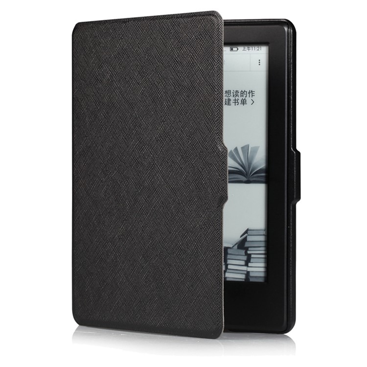 Cross Texture Slim Smart Leather Case for Amazon All-New Kindle - Black-4