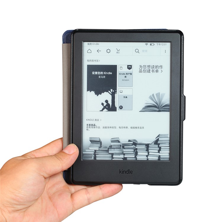 Cross Texture Slim Smart Leather Case for Amazon All-New Kindle - Black-6
