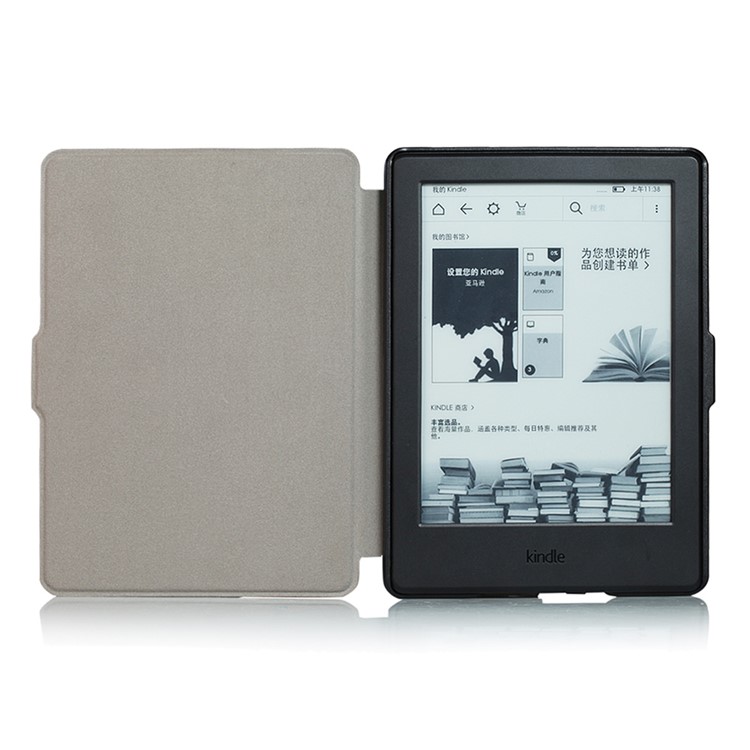 Cross Texture Slim Smart Leather Case for Amazon All-New Kindle - Black-7