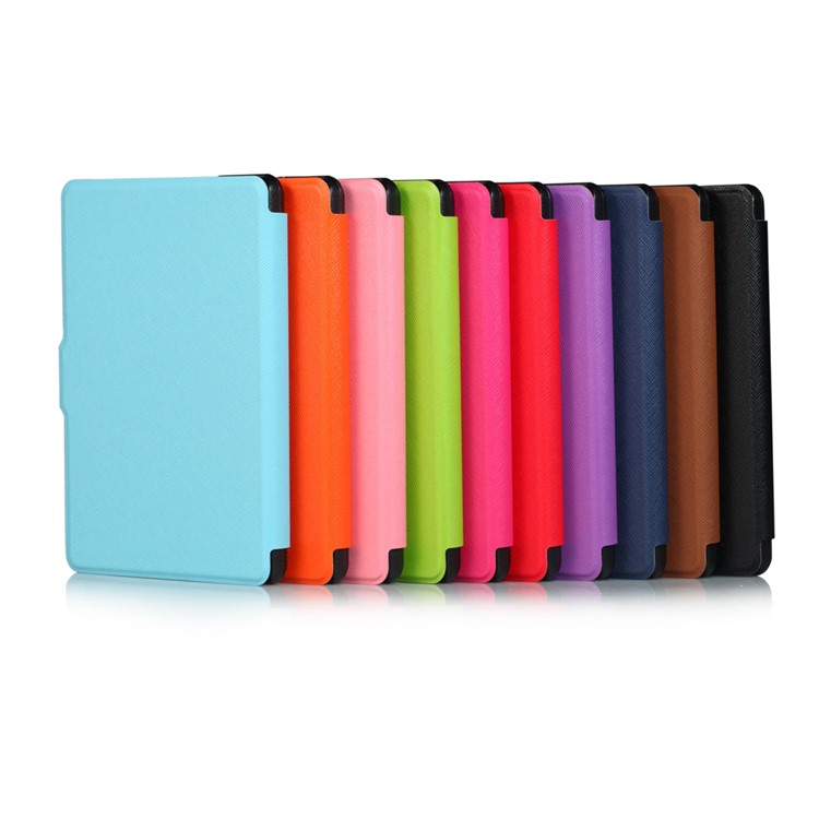 Cross Texture Slim Smart Leather Case for Amazon All-New Kindle - Black-9