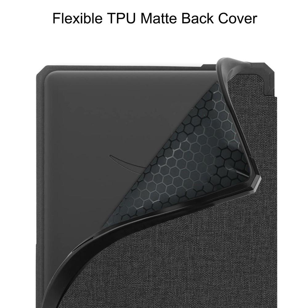 Shock-Absorbed Jeans Cloth PU Leather + TPU Protective Case Covering for Kindle Paperwhite 2021 6.8-inch - Black-5