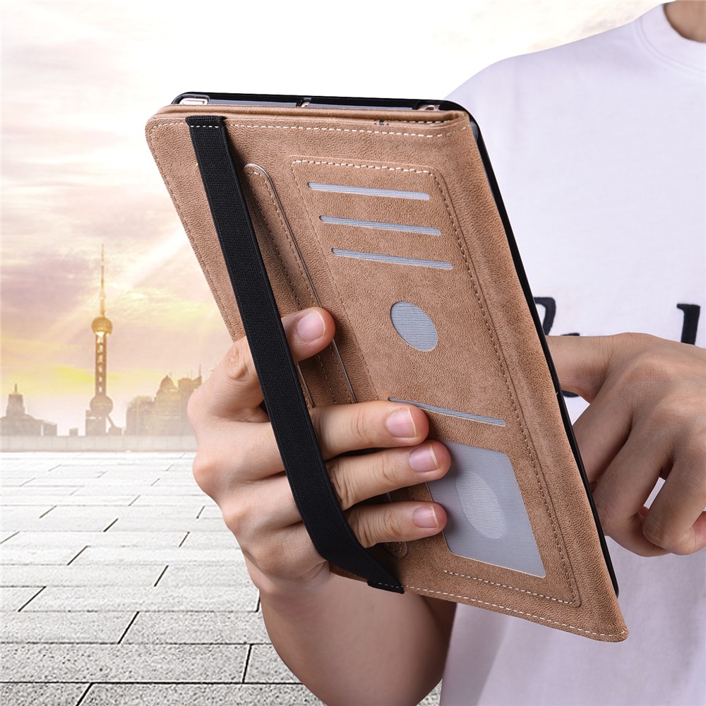 Line Imprinted Folio Stand PU Leather Auto Wake/Sleep Tablet Case with Card Slots for Amazon Kindle Paperwhite 5 (2021) - Black-11
