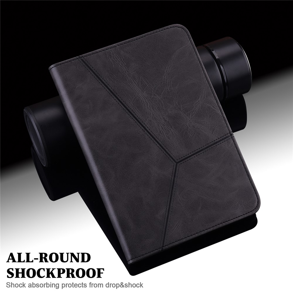 Line Imprinted Folio Stand PU Leather Auto Wake/Sleep Tablet Case with Card Slots for Amazon Kindle Paperwhite 5 (2021) - Black-7