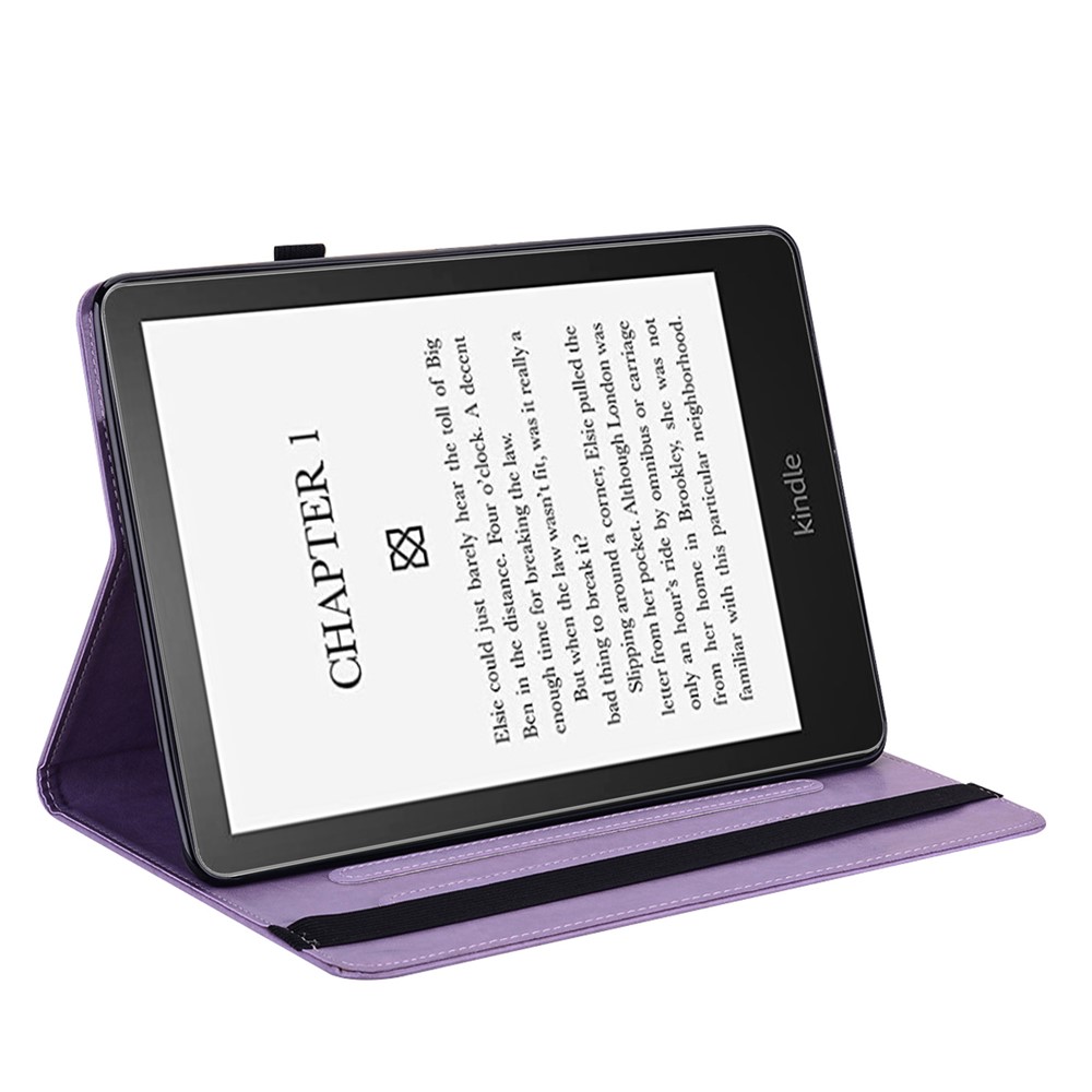 Tree Deer Imprinted PU Leather Stand Smart Auto Sleep/Wake Case with Card Slots for Amazon Kindle Paperwhite 5 (2021) - Purple-6