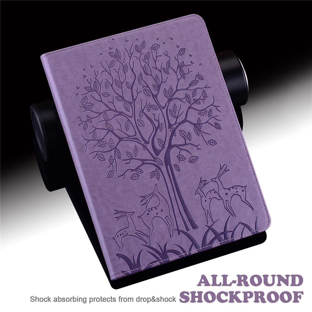 Tree Deer Imprinted PU Leather Stand Smart Auto Sleep/Wake Case with Card Slots for Amazon Kindle Paperwhite 5 (2021) - Purple-7