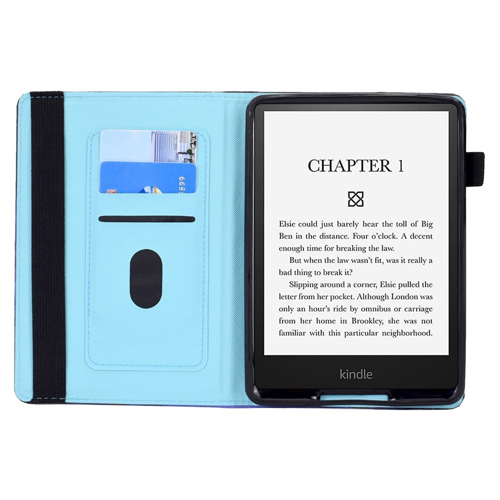 Pattern Printing PU Leather Card Slots Shell Folio Stand Elastic Band Protective Case with Pencil Holder for Amazon Kindle Paperwhite 5 (2021) - Butterfly Tree-6