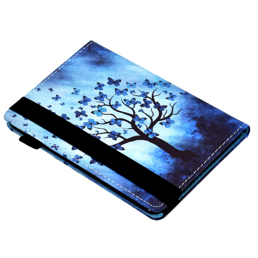Pattern Printing PU Leather Card Slots Shell Folio Stand Elastic Band Protective Case with Pencil Holder for Amazon Kindle Paperwhite 5 (2021) - Butterfly Tree-8