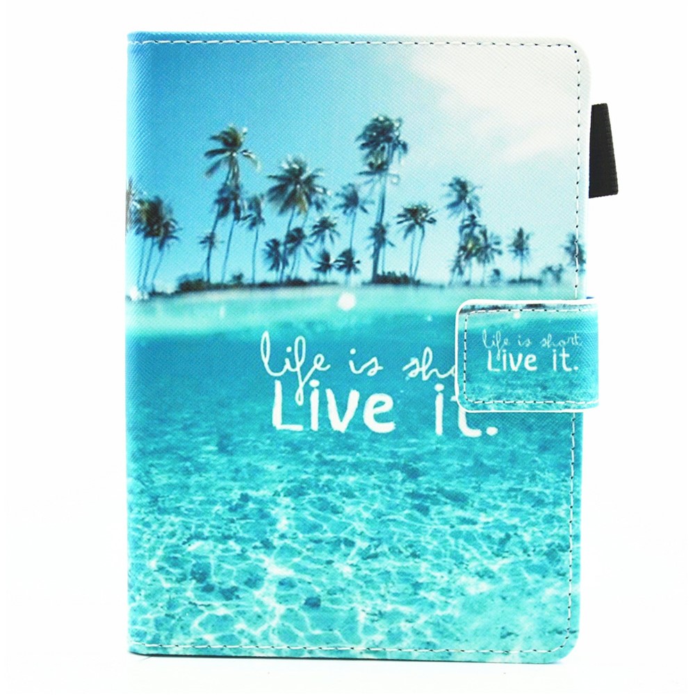 Pattern Printing Stand Leather Case Protector with Auto Wake/Sleep and Card Holder for Amazon Kindle Paperwhite 5 (2021) - Seabeach-2