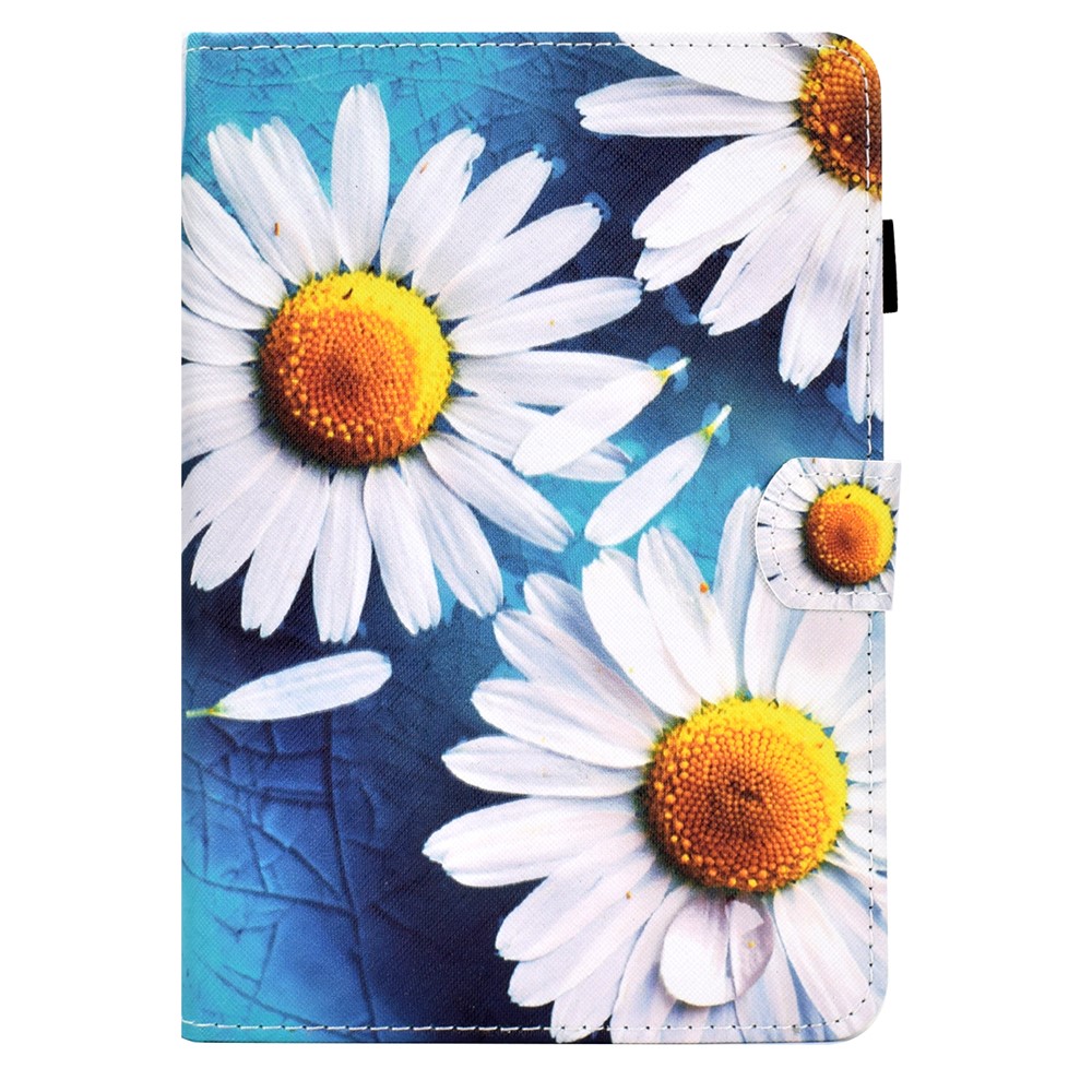 For Amazon Fire HD 8 (2020) Stylish Well-protected Pattern Printing Stitching Leather Cover Tablet Case with Card Holder and Stand - Sunflower-2