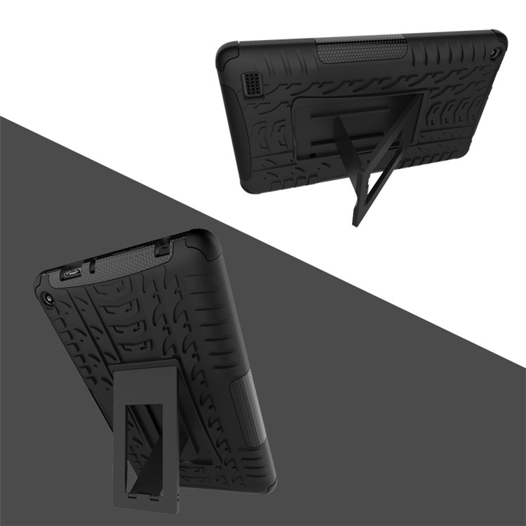 Tire Pattern Hybrid PC + TPU Kickstand Case for Amazon Kindle Fire HD 7 2015 - Black-2