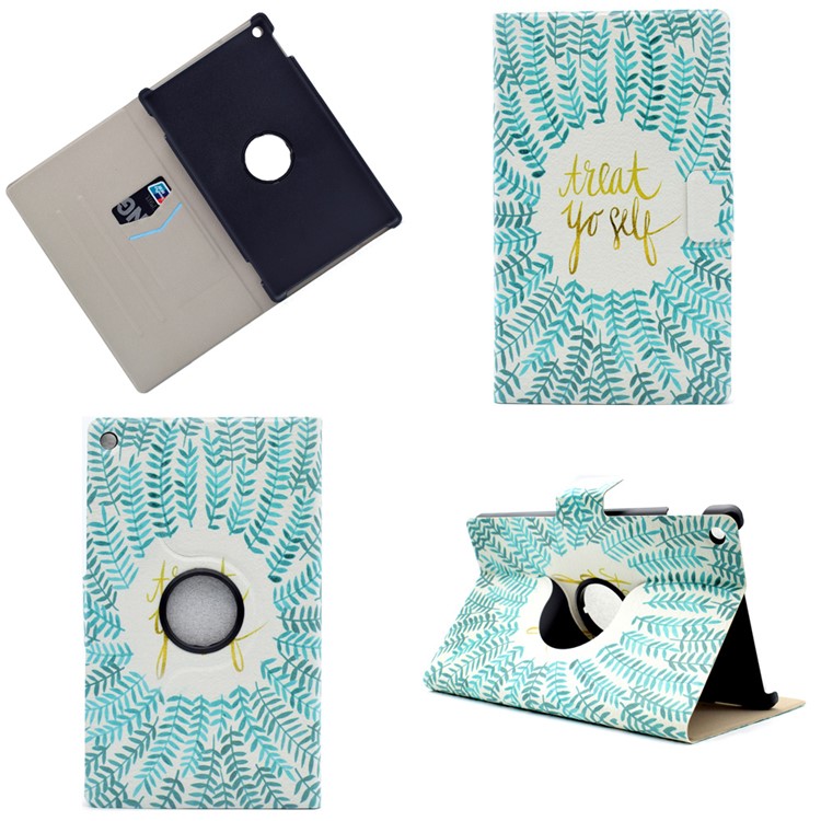 Patterned PU Leather Rotary Stand Shell for Amazon Fire HD 8 (2016) - Treat Yourself-1
