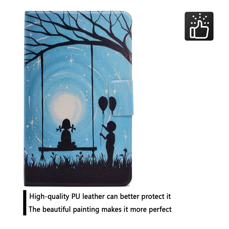 For Amazon Kindle Fire HD 7 Fragrant Patterned Rotary Stand Case with Card Slots - Girl and Boy Playing-5