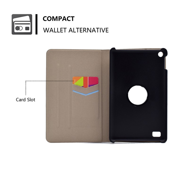 For Amazon Kindle Fire HD 7 Fragrant Patterned Rotary Stand Case with Card Slots - Girl and Boy Playing-7