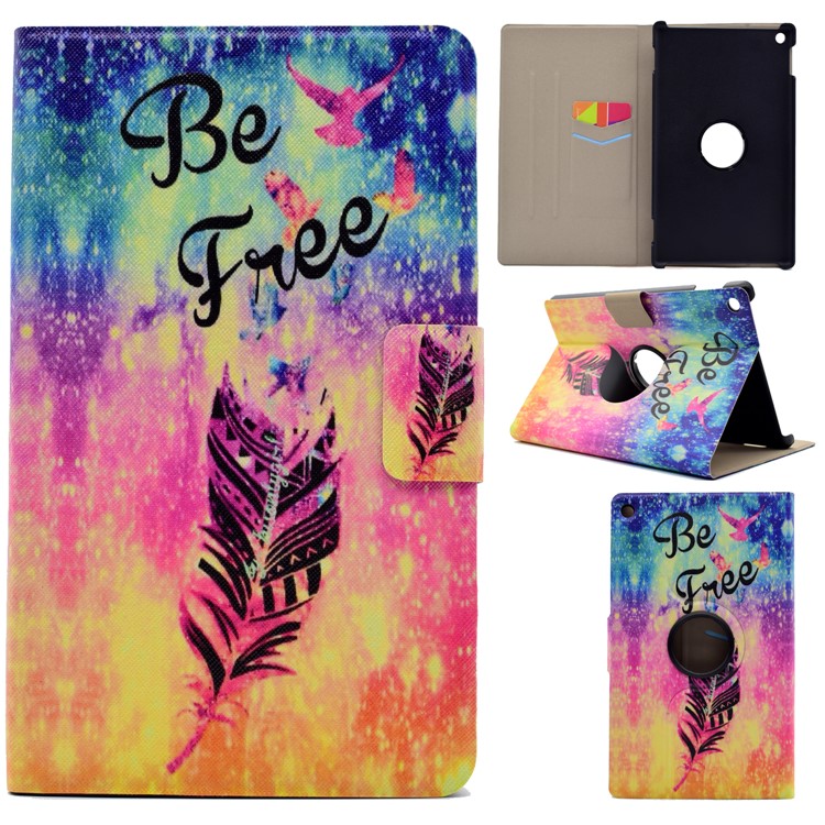 Pattern Printing Leather Card Slots Tablet Cover for Amazon Fire HD 8 (2016) - Feather and Be Free-1