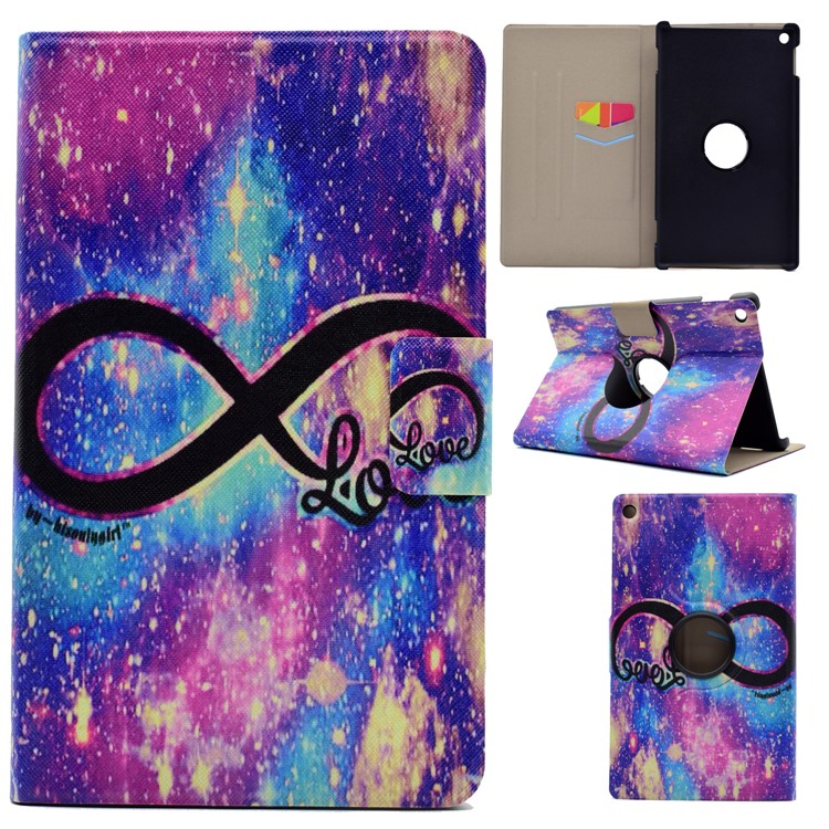 For Amazon Fire HD 8 (2016) Pattern Printing Leather Card Holder Tablet Cover - Galaxy LOVE-1