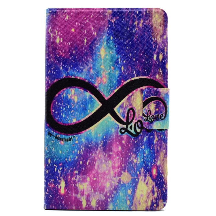 For Amazon Fire HD 8 (2016) Pattern Printing Leather Card Holder Tablet Cover - Galaxy LOVE-2