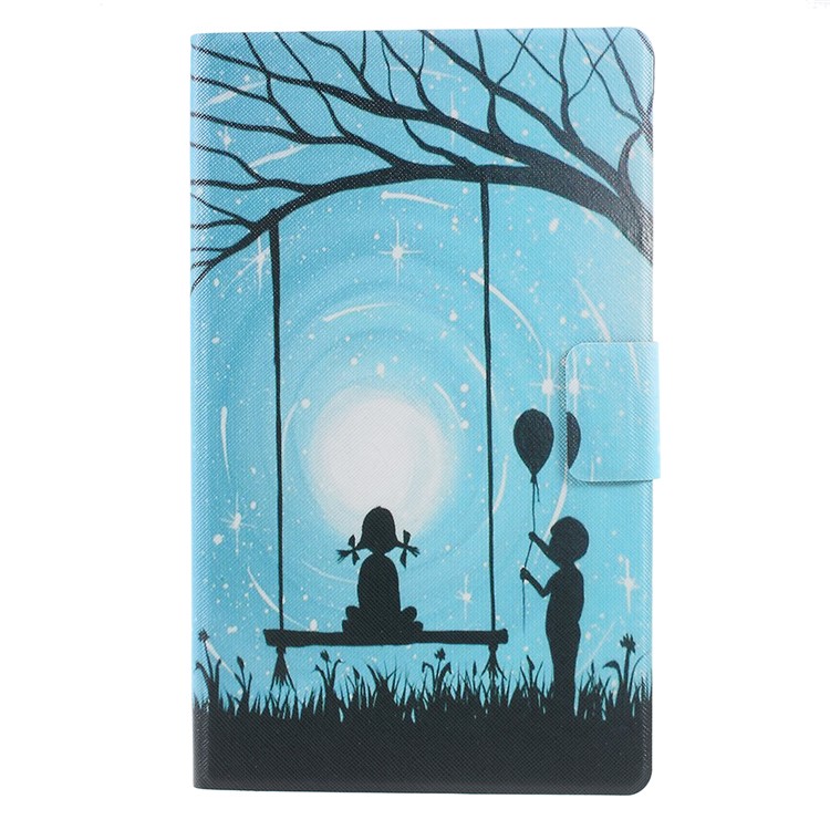 Pattern Printing Leather Stand Case for Amazon Kindle 8th Generation 2016 - Girl on a Swing-1