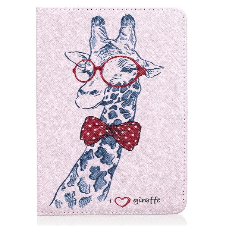 Patterned Wallet Leather Stand Case for Amazon Kindle Voyage - Adorable Giraffe Wearing Glasses-3