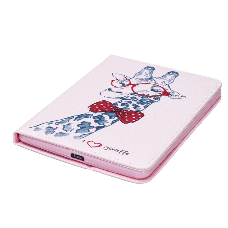 Patterned Wallet Leather Stand Case for Amazon Kindle Voyage - Adorable Giraffe Wearing Glasses-4