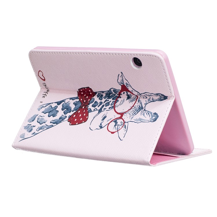 Patterned Wallet Leather Stand Case for Amazon Kindle Voyage - Adorable Giraffe Wearing Glasses-6