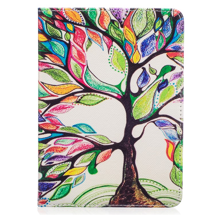 Pattern Printing Leather Wallet Flip Case for Amazon Kindle Voyage - Colorized Tree-2
