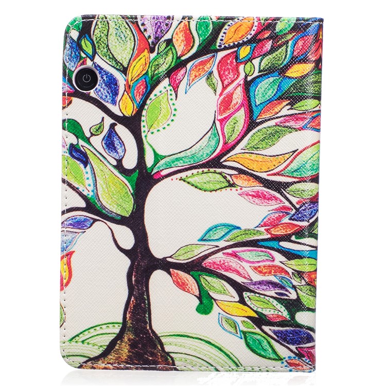 Pattern Printing Leather Wallet Flip Case for Amazon Kindle Voyage - Colorized Tree-3