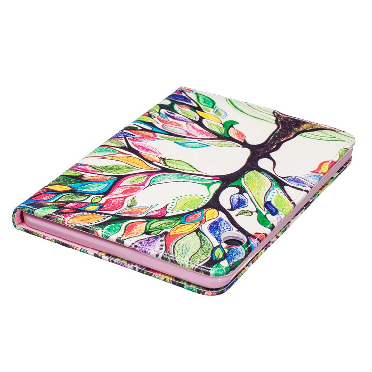 Pattern Printing Leather Wallet Flip Case for Amazon Kindle Voyage - Colorized Tree-5