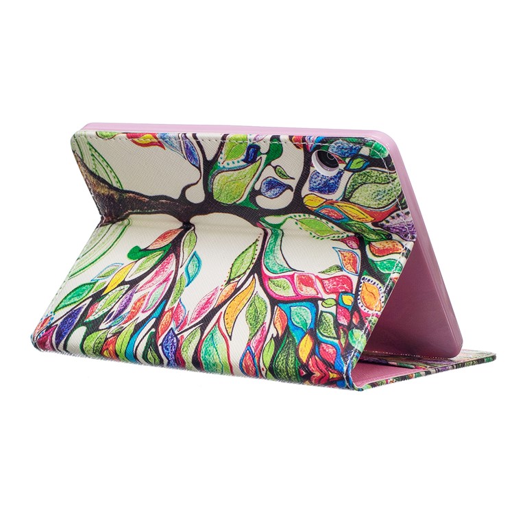 Pattern Printing Leather Wallet Flip Case for Amazon Kindle Voyage - Colorized Tree-6