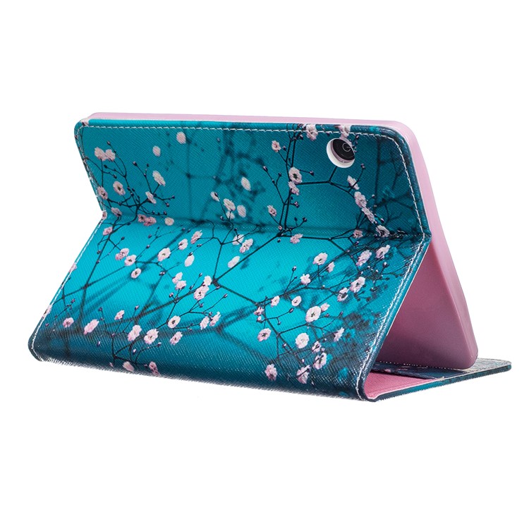 Pattern Printing Leather Wallet Tablet Case for Amazon Kindle Voyage - Tree with Flowers-6