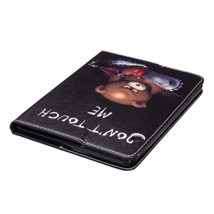 Patterned Wallet Leather Folio Case with Stand for Amazon Kindle Voyage - Brown Bear and Warning Words-5