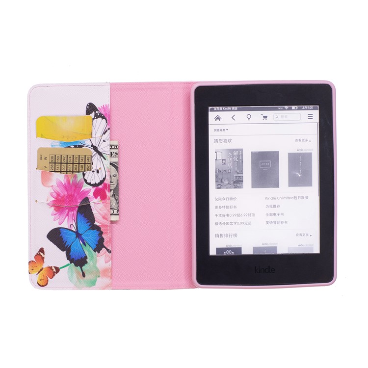 Pattern Printing Wallet Leather Stand Case for Amazon Kindle Paperwhite 3/2/1 - Vivid Butterflies-8